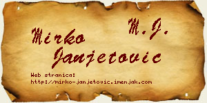 Mirko Janjetović vizit kartica